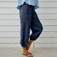 Hlače za žene Radne ležerne ljetne velike struke široke noge duge pantalone sa džepom udobne labave