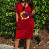 Odeerbi 4. jula Patriotska ljetna haljina za žene Ležerne prilike modne skitnice kratki rukav V-izrez