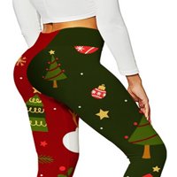 Ženska božićna vježba za odmor Holiday Fun digitalni tiskani mršavi hlače