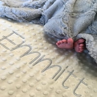 Personalizirana debeka, siva rešetka i tački minky baby pokrivač, novorođenčad ili novorođenčad, poklon