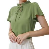 Ženske bluze Elegantni obični gornji kravatni vrat Frill kratki rukav zeleni s