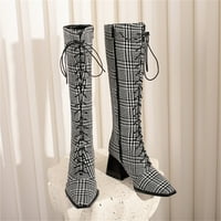 Akiigool Womens Radne čizme Udobne kaubojske čizme za žene modne retro širene cipele na prstiju modne
