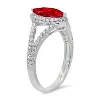 1.2ct markise rezan crveni simulirani rubin 14k bijelo zlato ugraviranje izjava svadbeni godišnjica Angažman vjenčanje halo prstena veličine 7.5