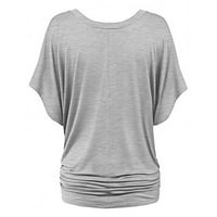Ženske košulje Žene Modni ljetni kratki rukav Ležerne prilike od pune majice, bluza Grey M