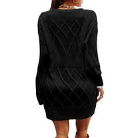 Prevelika haljina za džemper za žene s dugim rukavima Crewneck kabel Klint Chunky Bodycon Mini haljine
