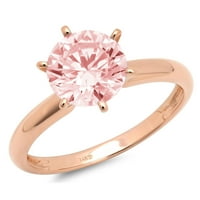 1.0ct okrugli rez ružičasti simulirani dijamant 14k ruža zlatna godišnjica za angažman prsten veličine