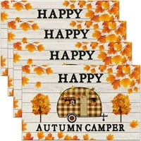 Jesen i Halloween Placemats 12x18, Happy Camping Camper Car Rustic Farmhouse Place Mats za kuhinjski
