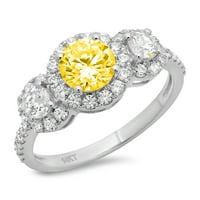 1.79ct okrugli rez žuta simulirana dijamant 14k bijela zlatna godišnjica Angažovanje halo kamenog prstena veličine 4