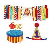 Set jednogodišnjeg stolice zastava Cirkus rođendanski zabava baner crtani tisak Viseći baneri Visoka stolica Povucite zastave Krpom Brithyday Party Bunting