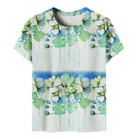 Ljetni vrhovi za žene plus veličine Trendi vintage cvjetni print Crewneck kratki rukav majice Dressy