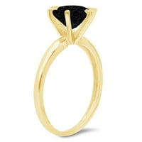 2ct okrugli rez crni prirodni ony 14k žuti zlatni godišnjički angažman prsten veličine 3.5