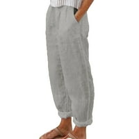 Pantalone za žene radne ležerne bageriste baggy elastične struk široke noge sa džepovima Ženske pantalone