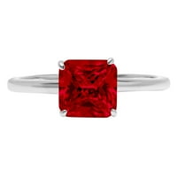 2.0ct Asscher Cred Red Natural Garnet 14k bijelo zlato Angažovane prstene veličine 10.75