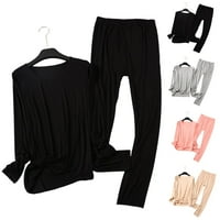 Ženska modalna termalna rublja vrhovi hlače postavljene duge johns plus veličine pidžama labav black4xl