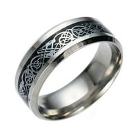 Voss nakit Dragon Dragon Steel Zlatni nehrđajući sa srebrnim prstenom od titanijum čeličnih prstenova