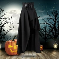 Ženska osnovna pugnuta ležerna suknja Steampunk gotička odjeća Vintage pamučne crne čipke suknje