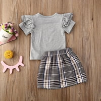 Thefound Toddler Kids dječje djevojke odjeću dugih rukava majica + plairane suknje haljina proljetna