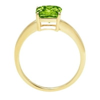 2.5ct Asscher Cut Green Prirodni peridot 18k Žuto zlato Graviranje Izjava Godišnjica Angažovanja vjenčanja Slijetanja Veličina prstena 6,75