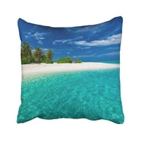 Green Fidži Bijela pješčana tropska plaža s palmama i plavom lagunom na sunčanom dnevnom jastučnom jastuku