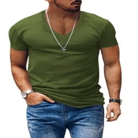 Neilla muns majica Solid Boja Ljetni vrhovi V izrez mišićna majica Muškarci Slim Fit Basic Tee kratki rukav vojska zelena 2xl