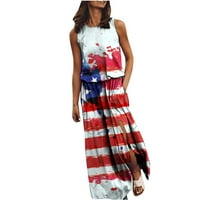Haljina američke zastave Žene SAD Zvijezde Stripes Haljina plaža Sundress seksi dan za neovisnost Print