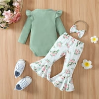 Novorođenčad dječje djevojke odjeća za djecu s dugim rukavima s dugim rukavima + cvjetna pantalona za