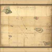 24 X36 Galerija poster, Guverneri karte Kennedys Islands New York 1766