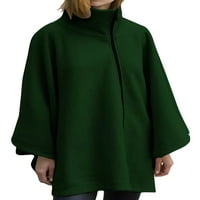Cindysus ženska jakna dugi rukav kaput Poncho Outwear casual odmor puni zip kardigan tamnozeleno l