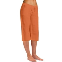 Riforla Women Hlače Žene Modni u boji Pamučne pamučne pamučne pantalone plaže pantalone za slobodno vrijeme hlače plus veličine Hlače narančaste m