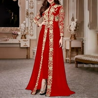 Jyeity jesen odjeća jesen casual čipkasti patchwork stalk ovratnik dugih rukava i hlače srednjovjekovne odijele postavljaju crvene bluze za žene prevrtanje casual crvene veličine xxl