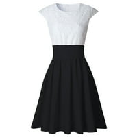 Ljetne haljine za žene Trendy s kratkim rukavima Mini labavi ispisani izrezni izrez crni m