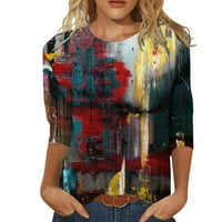 Modna žena okrugli vrat 3 4Sleeve majica Jesen štampanje bluza vrhova dukserica Dressy Fall Majica Dukseri pulover