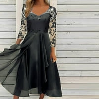 Ženske oblače Solid Scoop vrat A-line Dužina gležnja Ležerne ljetne haljine s dugim rukavima crna 3xl