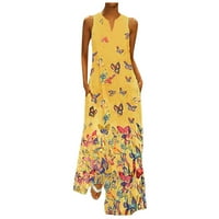 Haljine za žene Ljeto bez rukava plus veličine Leptir Daily Daily Vintage Boho V izrez Maxi haljina