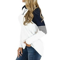 Žene plus veličine Vrhunska klirenca moda Ženski okrugli vrat dugih rukava patchwork print casual majica Bluza Rollbacs White 12