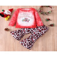 Mialeoley Girls Božićna odjeća, pulover i leopard print pantalone