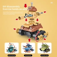 Kripyery Set Twist Vijčane igračke DIY Vivid Color Crtani Vojno vozilo Demontaža Prosvjetljenje igračaka Dječji dodaci