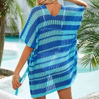 Huachen ženska bluza za plažu Hollow pletenje bikini za odmor bluza za odmor, plava jedna veličina