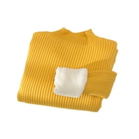 GRIANLOOK TODDLER Termal dugih rukava s rebrastim pletenim vrhom Vrući vrat Home Plain džemperi žuti