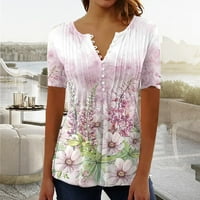 Žene Ljeto vrhovi za prodaju klirence kratkih rukava Tisak uzorak Cvjetni uzorak The majice V-izrez