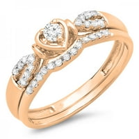 0. Carat 14k Rose Gold Okrugli dijamantski ženski ženski u obliku svadbenog prstena za uključivanje prstena za podudaranje