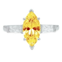 2. CT Sjajno markiza Cleani simulirani dijamant 18k bijeli zlatni prsten s tri kamenog prstena SZ 5.25