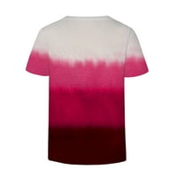 V izrez casual vrhovi za žene Ispis kratkih rukava ljetne majice Atletski vrhovi ružičasti l
