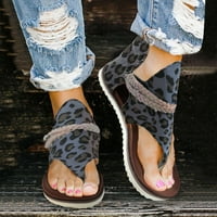Ženske sancels Dame Fashion Leopard Ispis Clane Clip Toe patentni zatvarač Ležerne ravne sandale Dress