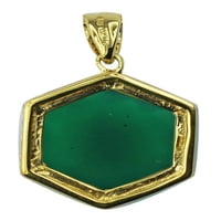 Carillon Green Ony Prirodni dragi ukras ogrlicu Privjesak 10k žuti zlatni vjenčani nakit