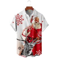 Muški božićni gumb uz havajske košulje, brza suha meka odjeća za odrasle za mališane