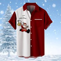 Yubnlvae Muške Božićne Djed Mraz Boje 3D Digitalni ispis Dugme Lapl Majica kratkih rukava Torba