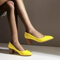 Veličina kathalemske pete Dame Fashion Solid Boja svijetla koža šiljasta plitka usta debela platforme radne cipele za žene Žuta 8.5