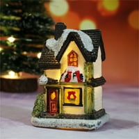 Huanledash 1set Christmas Christmas Christmas Figurine Micro Pejzaž svjetlosni dizajn Disal kreativna smola LED lagana kuća vjenčani ukras