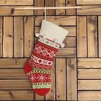 TEMACD Crtani veliki kapacitet Snowflake uzorak Božićne čarape sa kuglicama Privjesak